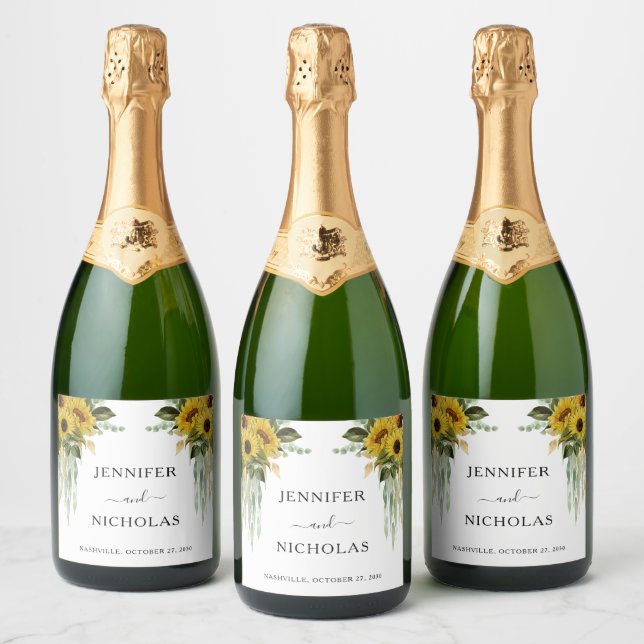 Modern Floral Sunflower Wedding  (Flaschen)