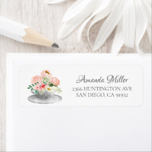 Modern Floral Teacup Bridal Rücksendeadresse Label