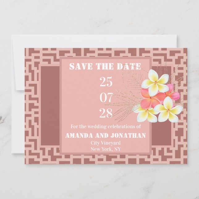 Modern Floral Terracotta Save the Date Karte (Vorderseite)