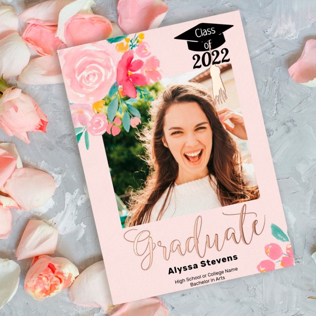 Modern Floral Watercolor Chic 2 Skalierungsbilder Folieneinladung (Von Creator hochgeladen)