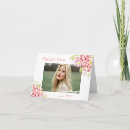 Modern Floral Watercolor Grad Danke, Blush Dankeskarte
