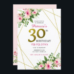 Modern Floral White Roink und Gold 30. Geburtstag Einladung<br><div class="desc">Rosa und Gold 30. Geburtstag Einladung zum Feiern des Meilenstein Geburtstags. Elegante Aquarell-Blumentypografie und Gold-Glitzer verleihen eine stilvolle und einzigartige Touch. Personalisieren Sie die Party-Details.</div>