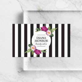 Modern Floral Wraath Strip Salon Business Card Visitenkarte