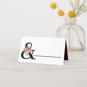 Modern floraler Ampersand Pflaume Pink Peach & Bla Platzkarte