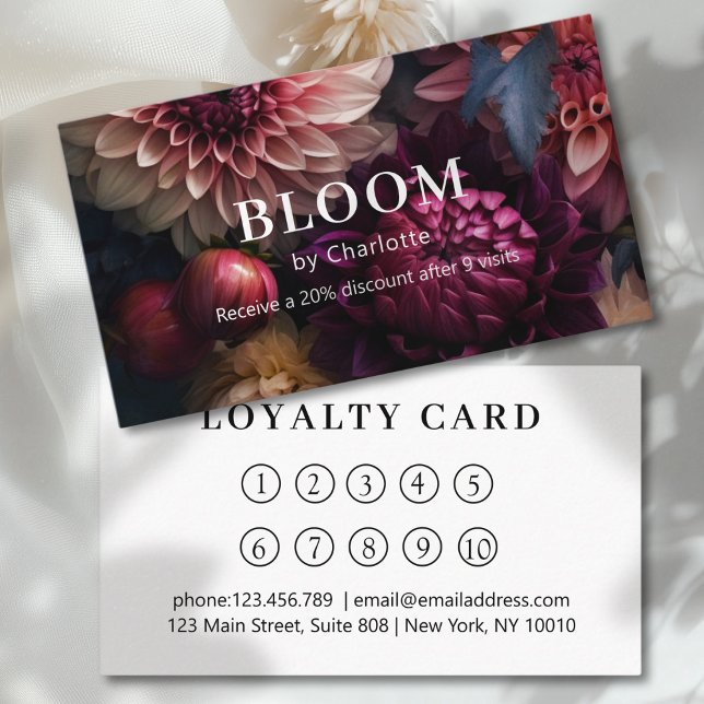 Modern Flower Salon Loyalty Visitenkarte (Modern Flower Salon Loyalty Business Card)