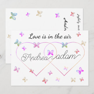modern flying butterflies heart invitation einladung