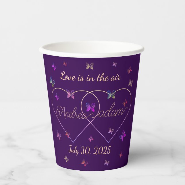 modern flying butterflies heart  pappbecher (Vorderseite)