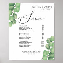 Modern Foliage Hair Salon Preisliste Menü