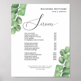 Modern Foliage Hair Salon Preisliste Menü Poster
