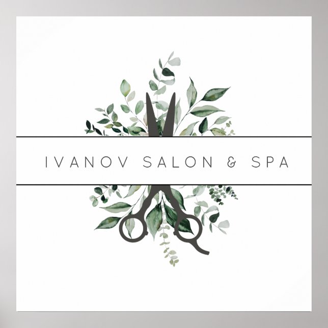 Modern Foliage Salon Scissance Logo Poster (Vorne)