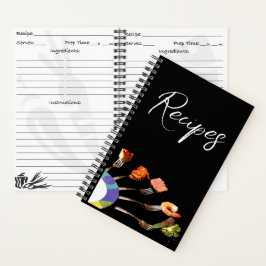 Modern Food on Forks Recipe Spirituosen Notebook Notizbuch