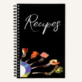 Modern Food on Forks Recipe Spirituosen Notebook Notizbuch