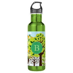 Modern Forest Garden Art Monogram Green Nature Edelstahlflasche