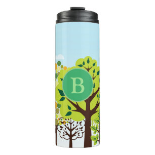 Modern Forest Garden Art Monogram Green Nature Thermosbecher