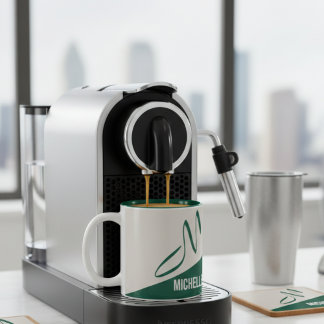 Modern Forest Green & Cream Signature Monogram Zweifarbige Tasse