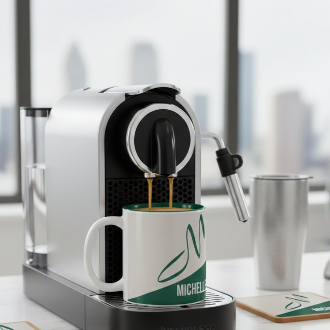 Modern Forest Green & Cream Signature Monogram Zweifarbige Tasse (Von Creator hochgeladen)
