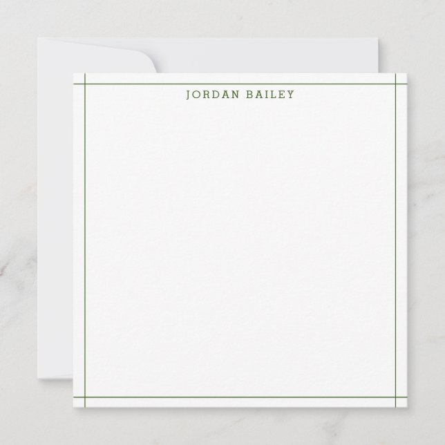 Modern Forest Green Geometric Stationery Square Mitteilungskarte (Vorderseite)