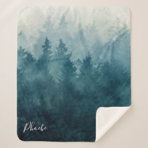 Modern Forest Print Personalisiert Sherpadecke