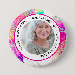Modern Forever in Our Hearts Colorful Memorial Button