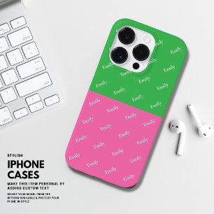 Modern formatierter Farbblock Rosa und Grüne Monog Case-Mate iPhone 14 Pro Hülle