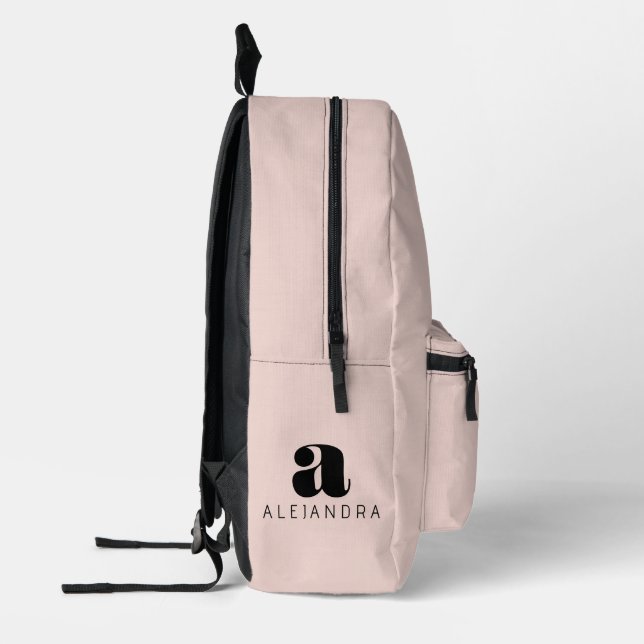 Modern formatierter, rosa Monogramm-Name Bedruckter Rucksack (Links)
