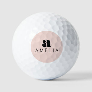Modern formatierter, rosa Monogramm-Name Golfball