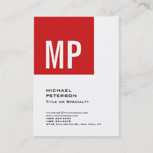 Modern formatierter Text Monogram Red White Berufl Visitenkarte