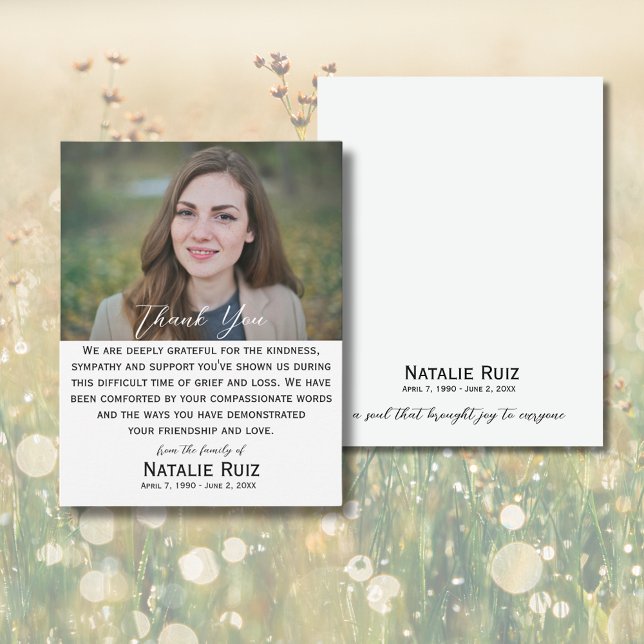 Modern Foto Beerdigung Dankeschön Karte (Von Creator hochgeladen)