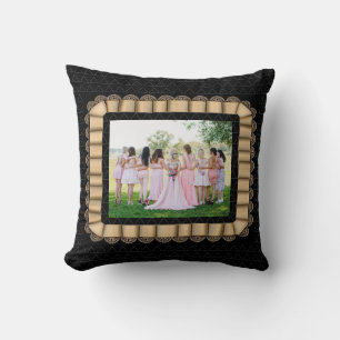 Modern Foto Best Friends Bridal Lace Light Gold Kissen
