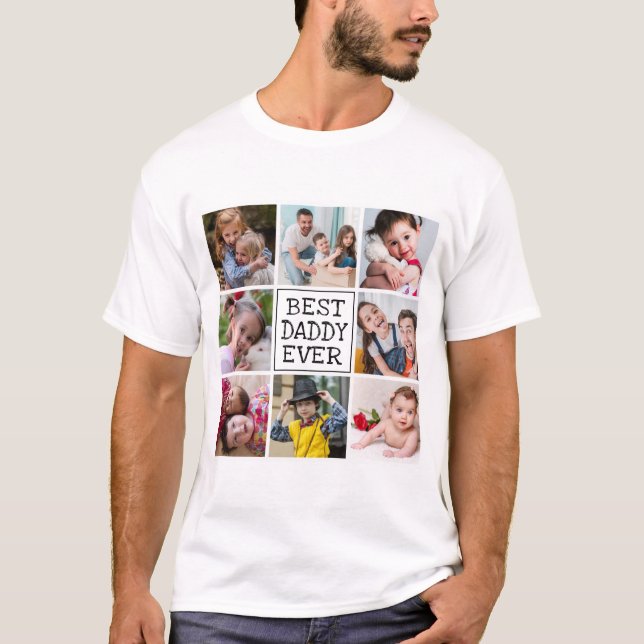 Modern Foto Collage| Bester Papa je T-Shirt (Vorderseite)