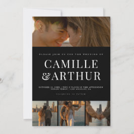 Modern Foto Collage Elegant Stilvolle Hochzeit Einladung