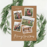 Modern Foto Collage Frohe Weihnachten<br><div class="desc">Eine 5-Foto Collage moderne Weihnachtskarte mit handgeschriebenem Skript und minimalem Typ. Klicken Sie auf die Schaltfläche Bearbeiten,  um dieses Design anzupassen.</div>