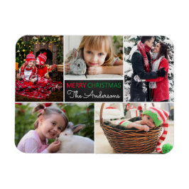 Modern Foto Collage Frohe Weihnachten Magnet