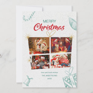 Modern Foto Collage Frohe Weihnachtskarte Einladung