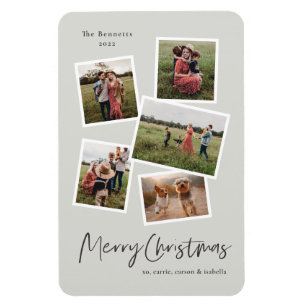 Modern Foto Collage Frohe Weihnachtskarte Magnet
