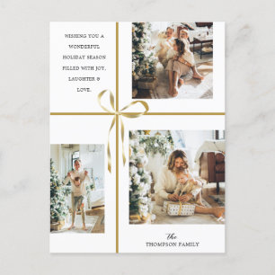 Modern Foto Collage Gold Box Ribbon Weihnachten