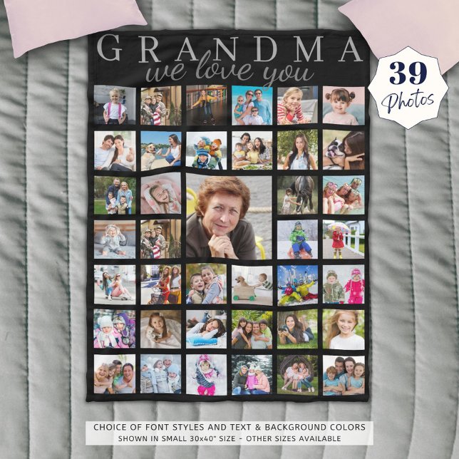 Modern Foto Collage GRANDMA WIR LIEBE IHNEN Script Fleecedecke (Von Creator hochgeladen)