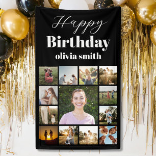 Modern Foto Collage Happy Birthday Banner