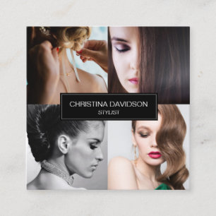 Modern Foto Collage Makeup artist Stylist Quadratische Visitenkarte