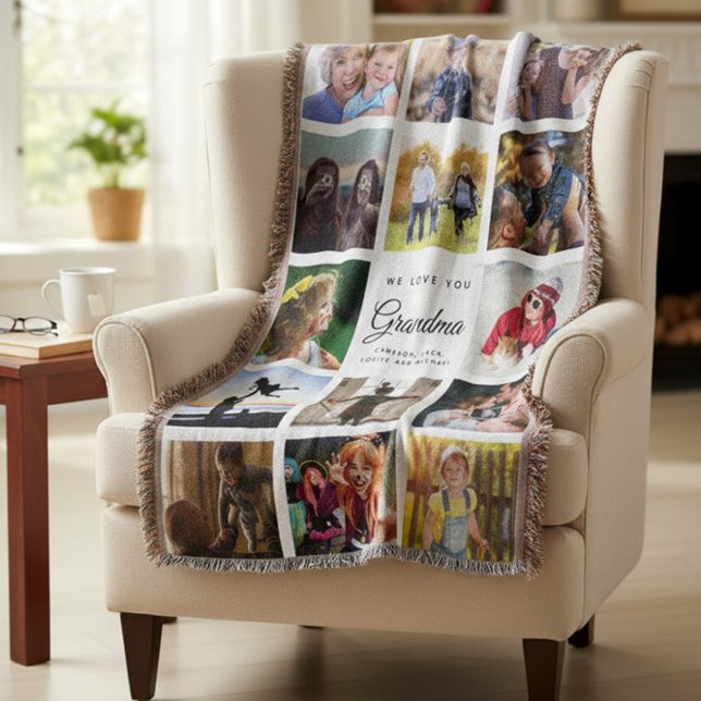 Modern Foto Collage Oma Nana Familie Instagramm Decke (Von Creator hochgeladen)