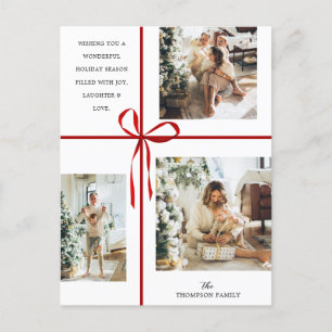 Modern Foto Collage Red Geschenkboxen Ribbon Weihn Feiertagspostkarte
