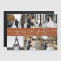 Modern Foto Collage Save the Date Terracotta
