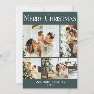 Modern Foto Collage skandinavische grüne Weihnacht Feiertagskarte