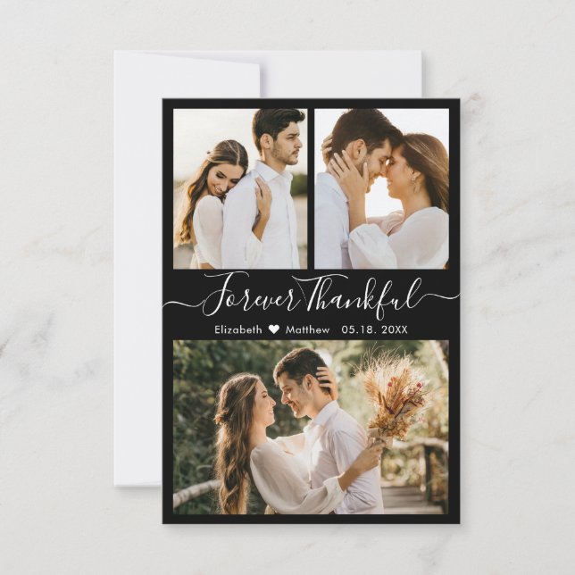 Modern Foto Collage Wedding Dankeschön Card Dankeskarte (Vorderseite)