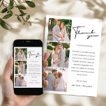 Modern Foto Collage Wedding Dankeschön Card Dankeskarte<br><div class="desc">Vielen Dank für Ihre Hochzeitsgäste mit dieser Modern Foto Collage Wedding Dankeschön Card, mit einem eleganten Design, das drei Ihrer Lieblings-Fotos elegant präsentiert. Diese Karte ist einfach und stilvoll und kann für Braut und Bräutigam ausgedruckt oder online verschickt werden. Die Anpassung Ihrer digitalen Dankeschön-Karte ist schnell und einfach, aber ich...</div>