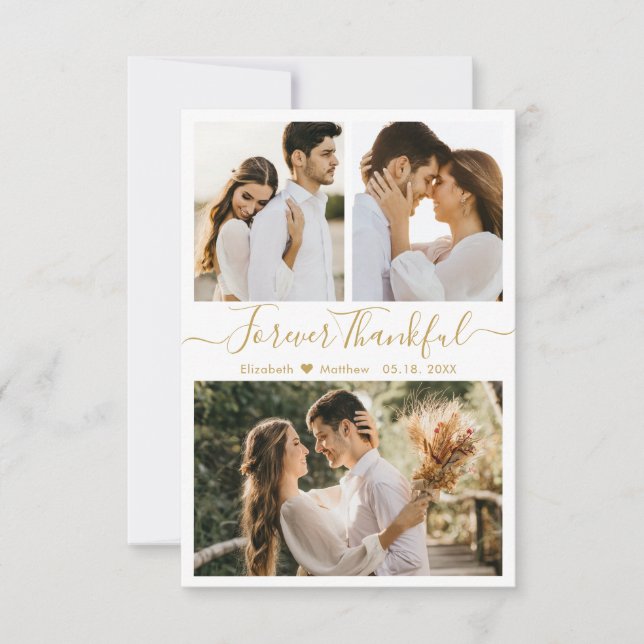 Modern Foto Collage Wedding Dankeschön Card Dankeskarte (Vorderseite)