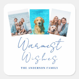 Modern Foto Collage Weihnachten Quadratischer Aufkleber