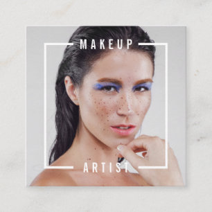 Modern Foto fett weiß Typografie Makeup Künstler Quadratische Visitenkarte