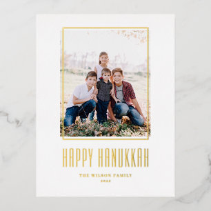 Modern Foto Frame Happy Hanukkah Folien Feiertagspostkarte
