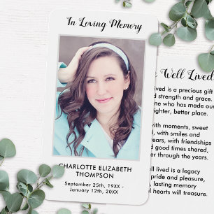 Modern Foto Memorial Beerdigung Karte